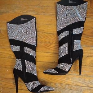 Rhinestone ankle stiletto boots